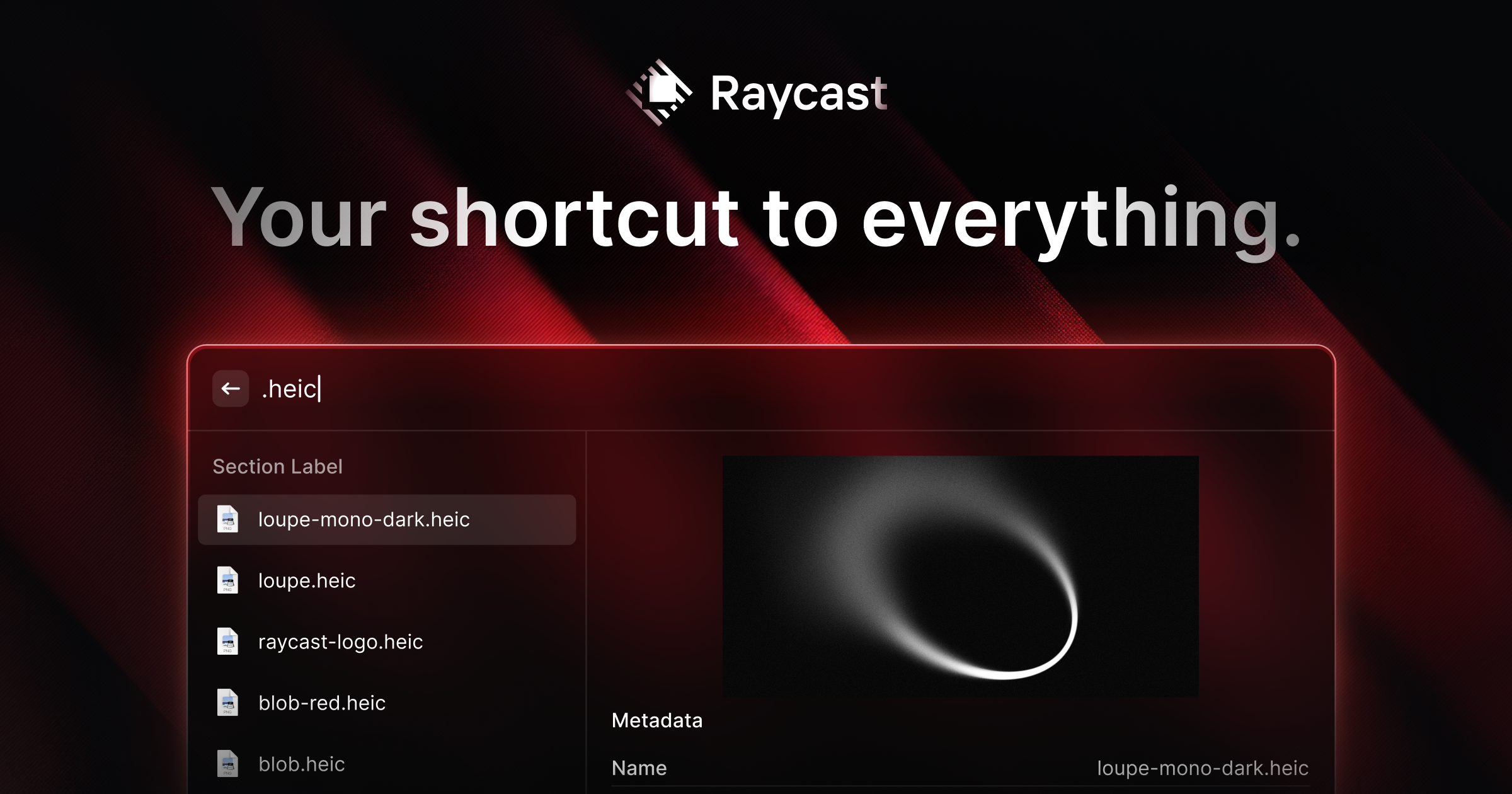 Raycast launcher interface